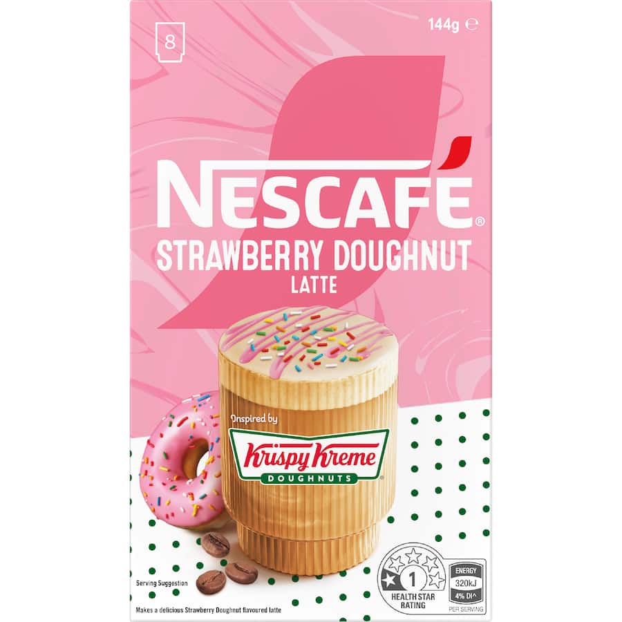 Nescafé Coffee Sachets Krispy Kreme Latte Strawberry 8pack