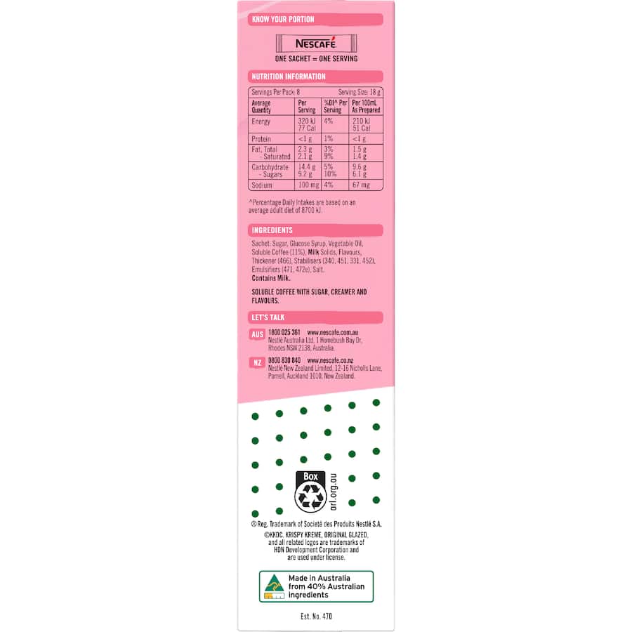 Nescafé Coffee Sachets Krispy Kreme Latte Strawberry 8pack
