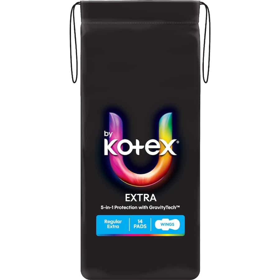 U By Kotex Pads Regular Extra With Wings 14pack