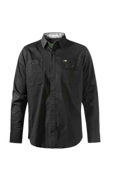 FXD, Cotton Stretch Work Shirt, LSH-1 (Each) - Black - Size: S