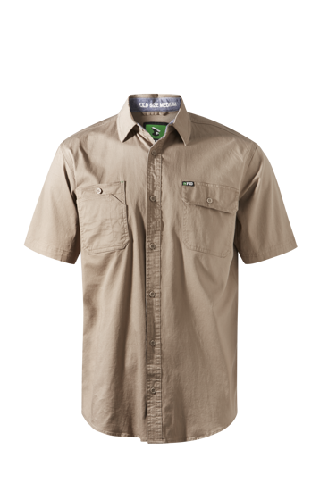 FXD, Cotton Stretch Work Shirt, SSH-1 (Each) - Khaki - Size: XL
