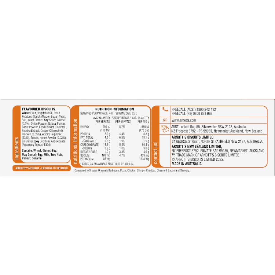 Shapes Light & Crispy Crackers Honey Soy Chicken 120g