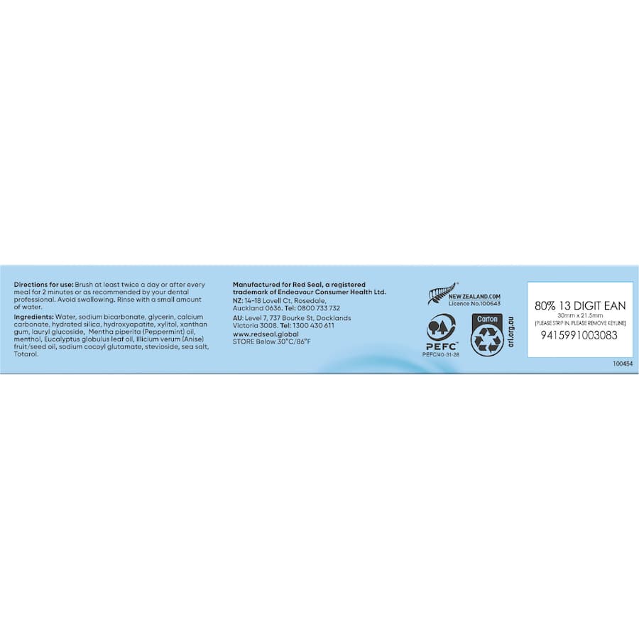Red Seal Toothpaste Baking Soda +Hap Fresh Mint 100g