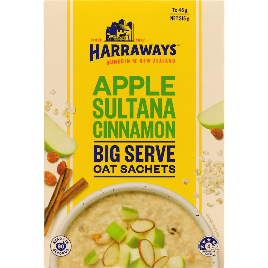 Harraways Big Serve Oat Sachets Apple Sultana Cinnamon 315g