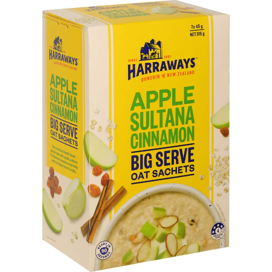 Harraways Big Serve Oat Sachets Apple Sultana Cinnamon 315g
