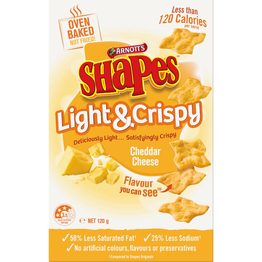 Shapes Light & Crispy Crackers Cheddar Cheese 120g