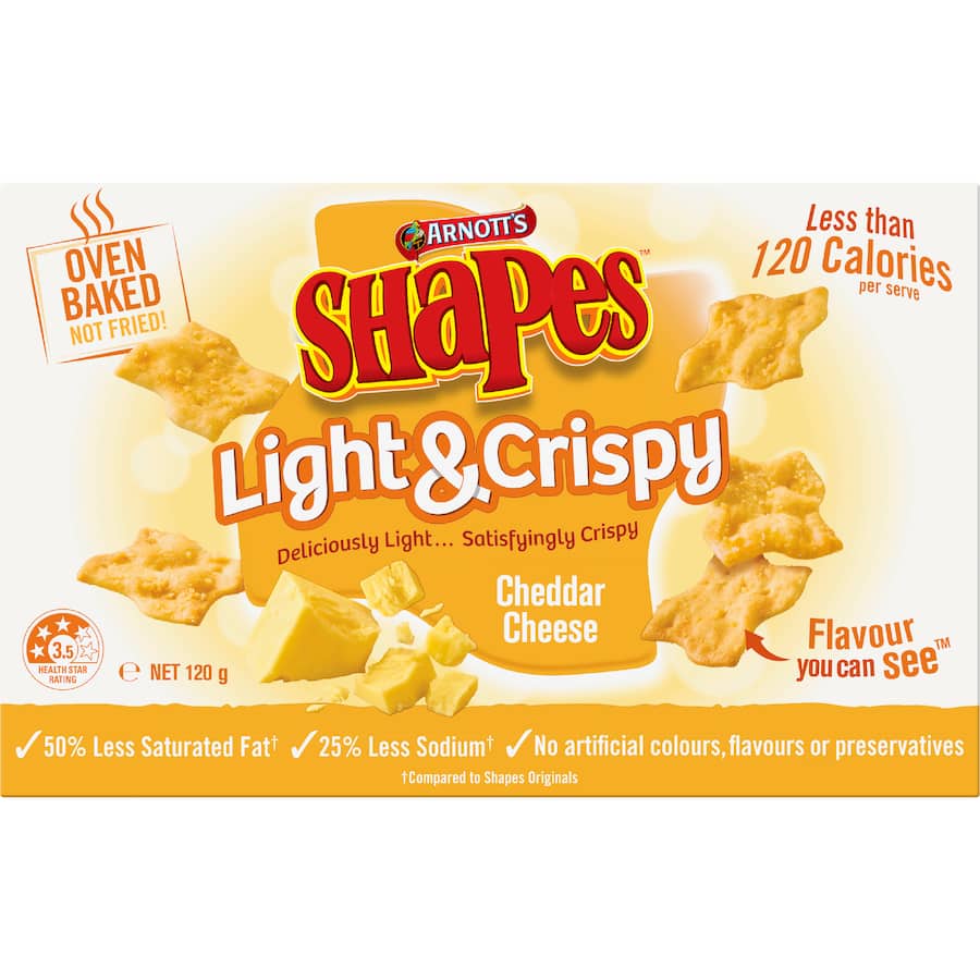 Shapes Light & Crispy Crackers Cheddar Cheese 120g