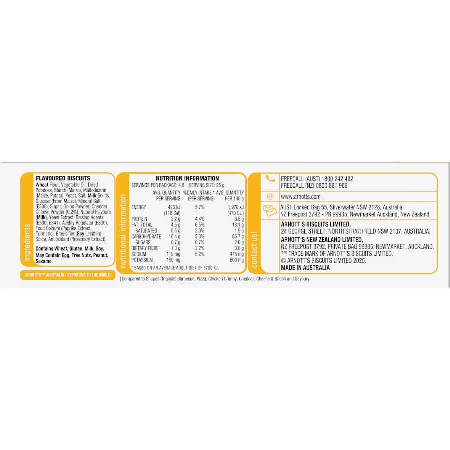 Shapes Light & Crispy Crackers Cheddar Cheese 120g