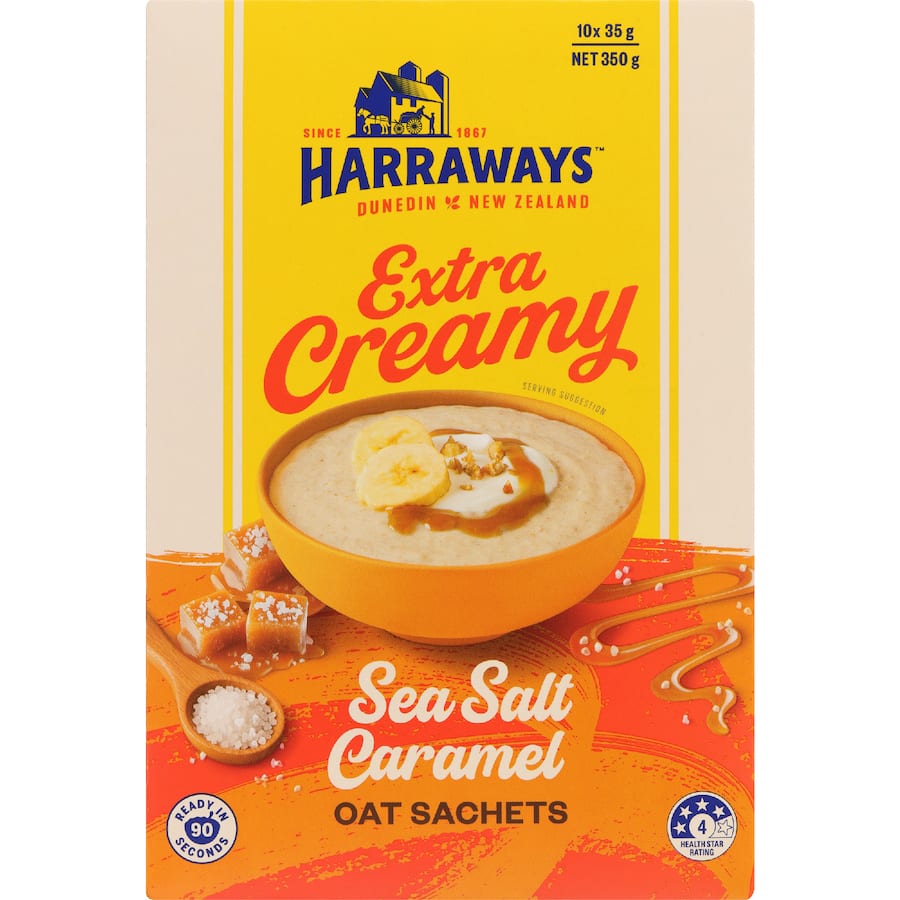 Harraways Extra Creamy Oat Sachets Sea Salt Caramel 350g