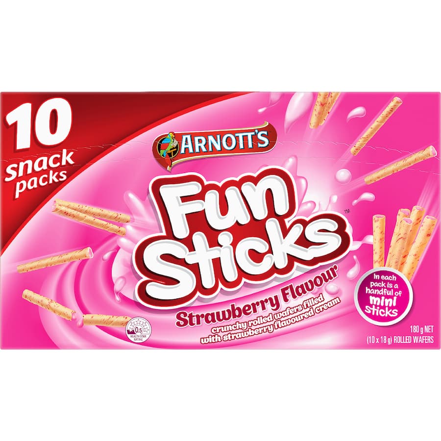 Arnotts Fun Sticks Wafers Strawberry Multi pack 180g