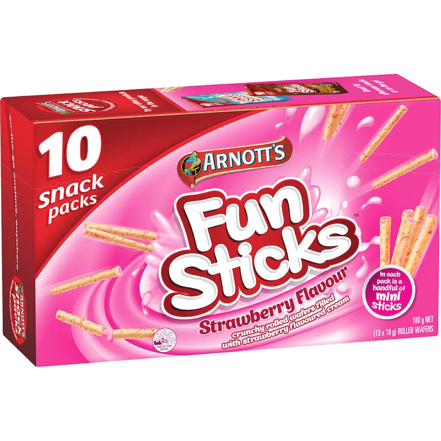 Arnotts Fun Sticks Wafers Strawberry Multi pack 180g