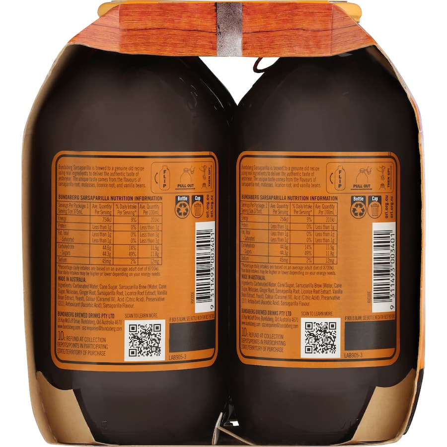 Bundaberg Sarsparilla Bottles 6 x 375mL