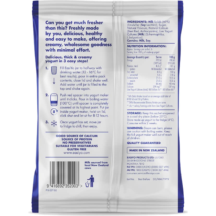 Easiyo Greek Style Yoghurt Base Mixed Berry Flavoured 220g