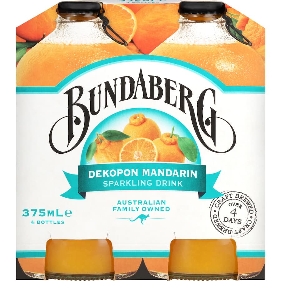 Bundaberg Sparkling Drink Dekopon Mandarin 4 x 375mL