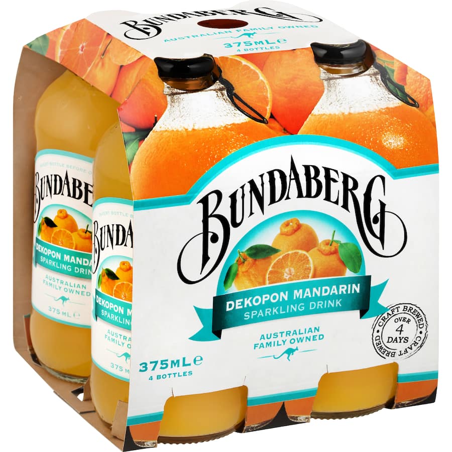 Bundaberg Sparkling Drink Dekopon Mandarin 4 x 375mL