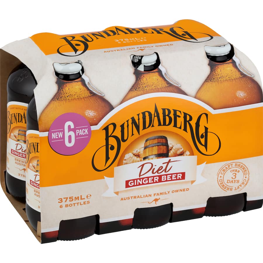 Bundaberg Diet Ginger Beer Bottles 6 x 375mL