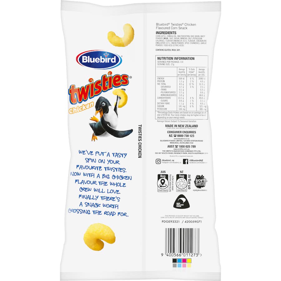 Bluebird Corn Snacks Twisties Chicken 120g