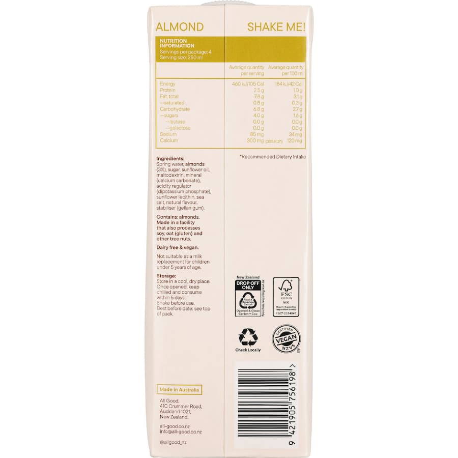 All Good Barista Almond Milk 1L