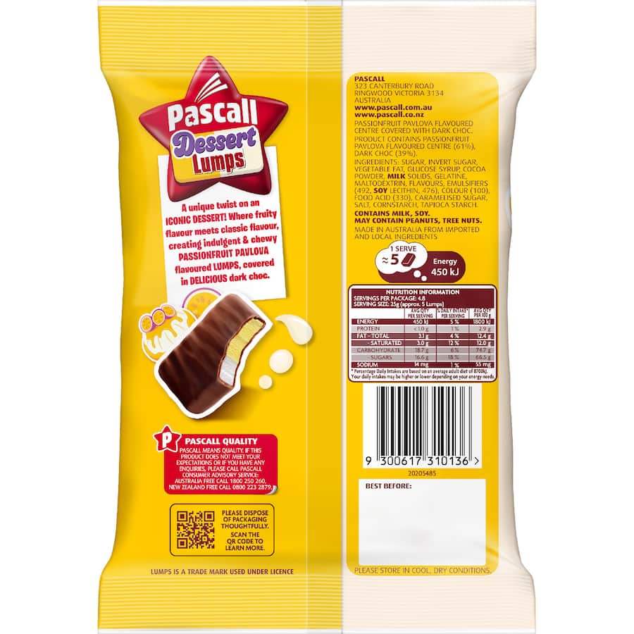 Pascall Lollies Passionfruit Pavlova Lumps 120g