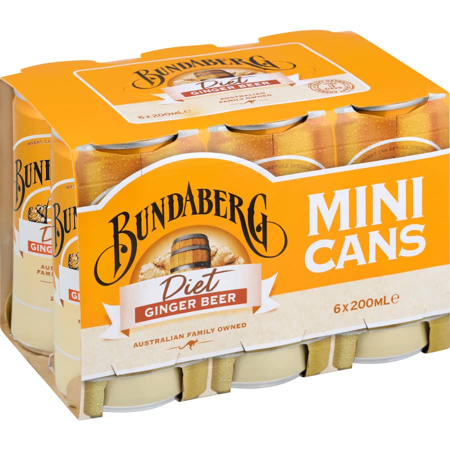 Bundaberg Diet Ginger Beer Cans 6 x 200mL