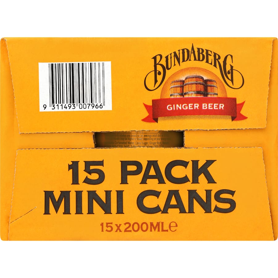 Bundaberg Ginger Beer Mini Cans 15 x 200mL