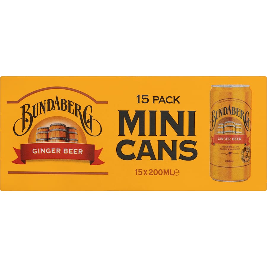 Bundaberg Ginger Beer Mini Cans 15 x 200mL