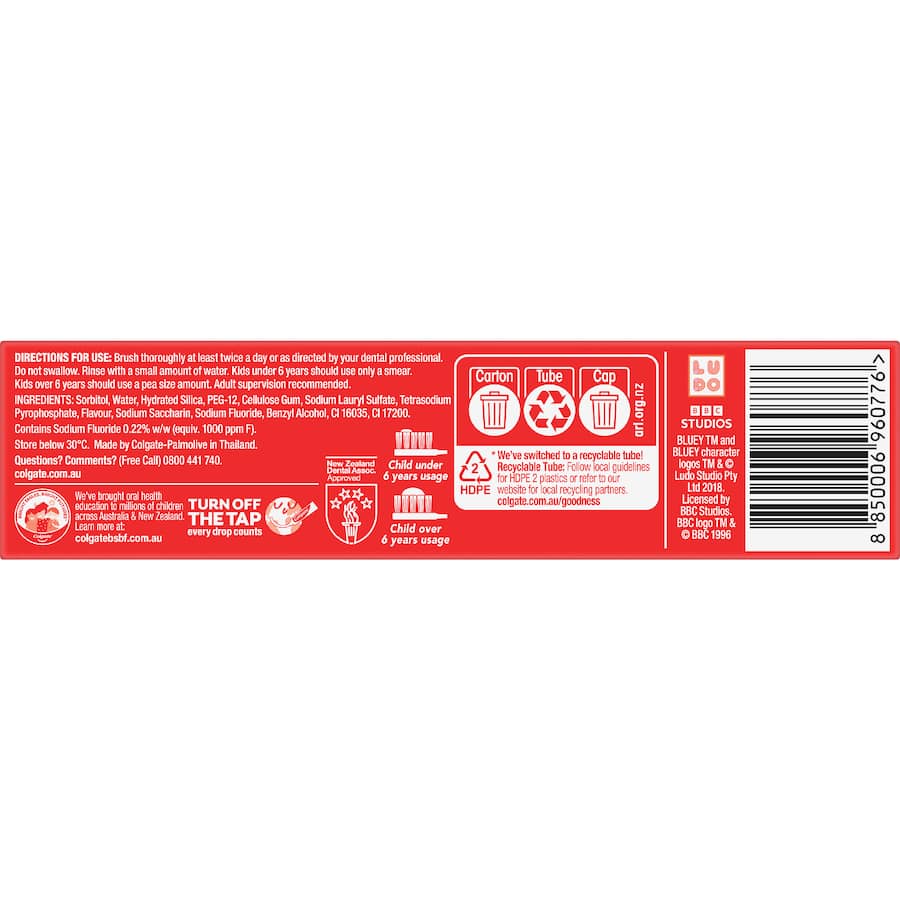 Colgate Toothpaste 2-5yrs Kids Bluey Strawberry 90g
