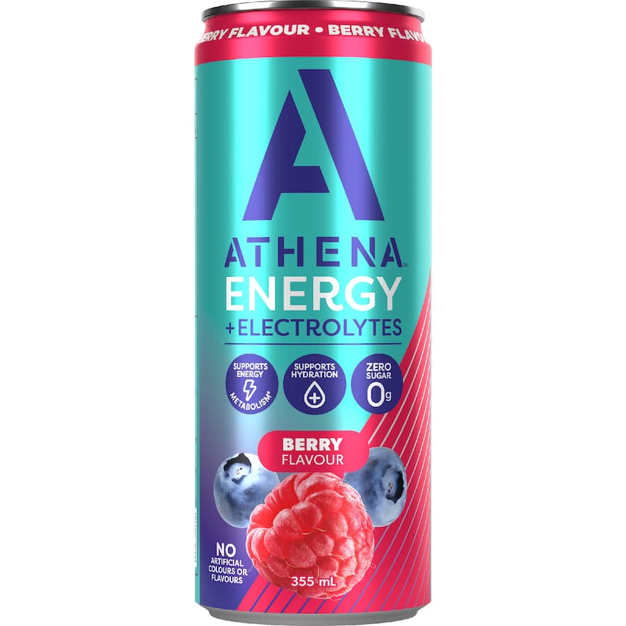 Athena Energy + Electrolytes Drink Zero Sugar Berry Flavour 355mL