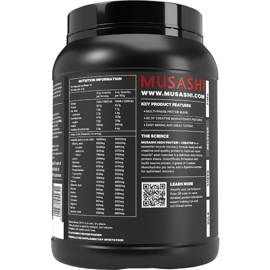 Musashi High Protein + Creatine Powder Vanilla 900g