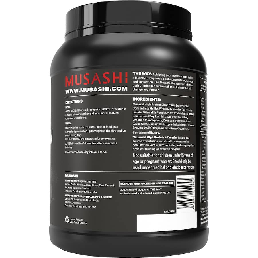 Musashi High Protein + Creatine Powder Vanilla 900g