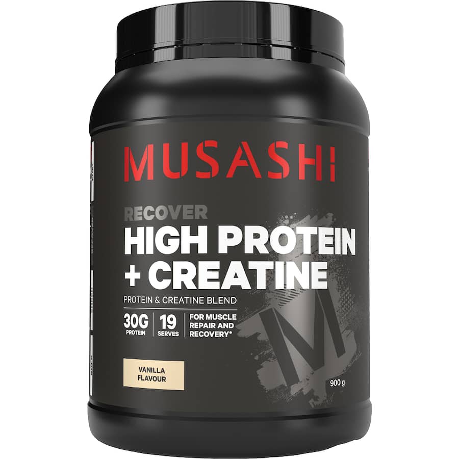 Musashi High Protein + Creatine Powder Vanilla 900g