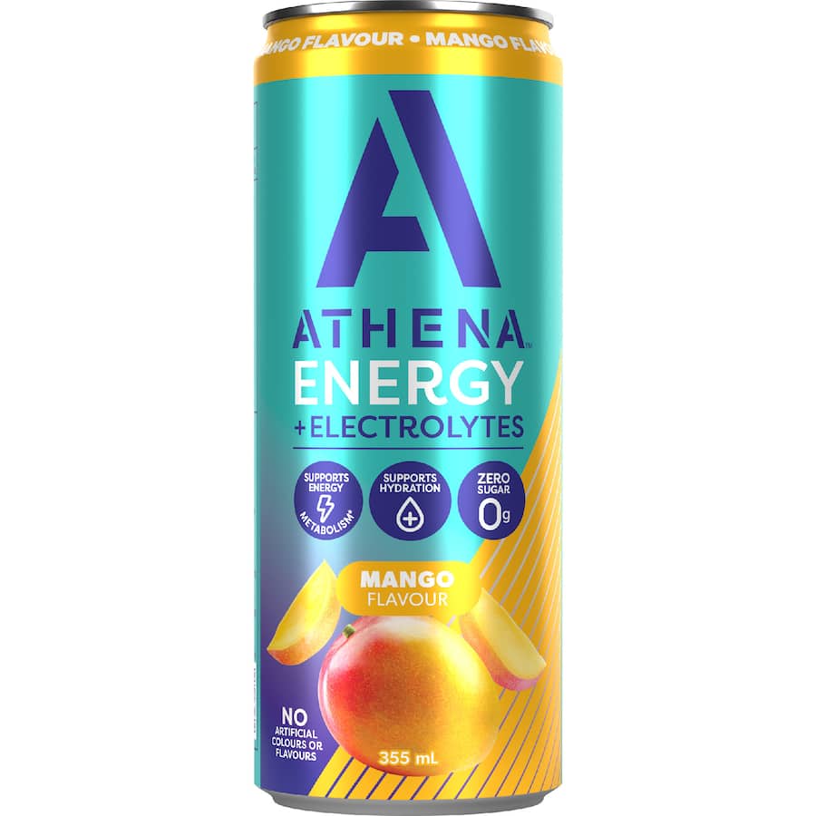 Athena Energy + Electrolytes Drink Zero Sugar Mango Flavour 355mL