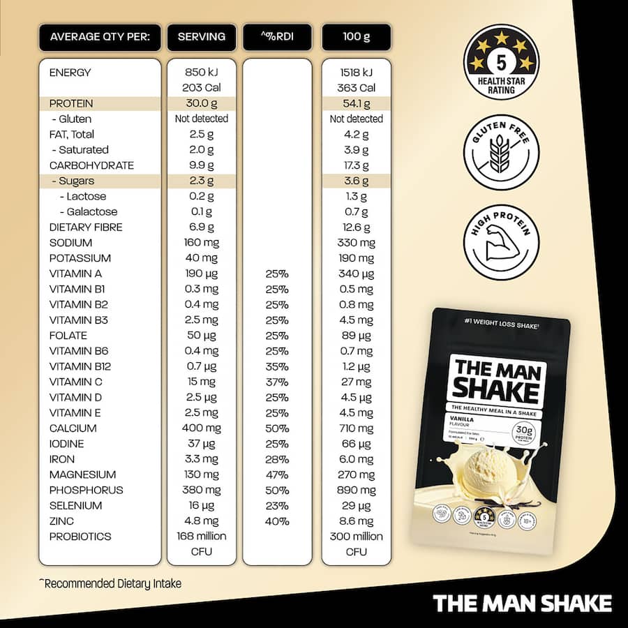 The Man Shake Meal In A Shake Vanilla 560g