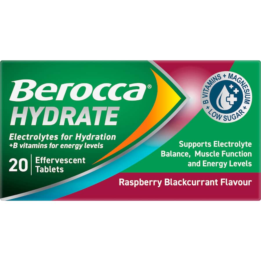 Berocca Hydrate Electrolytes Raspberry Blackcurrant 20 tabLets