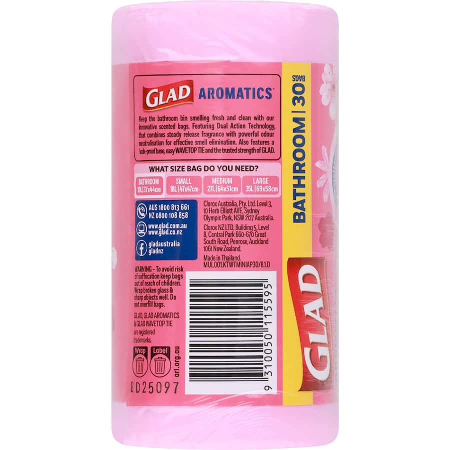 Glad Aromatics Kitchen Tidy Bags Small Cherry Blossom 30pack
