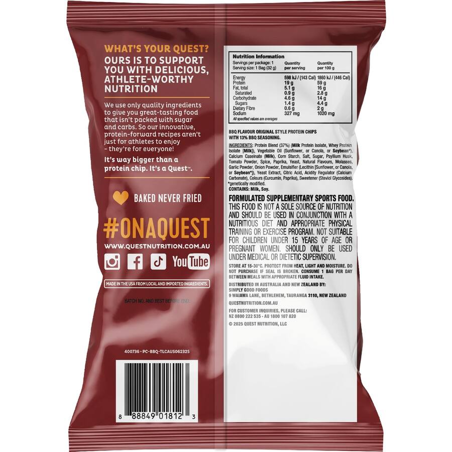 Quest Protein Chips Tortilla Bbq 32g