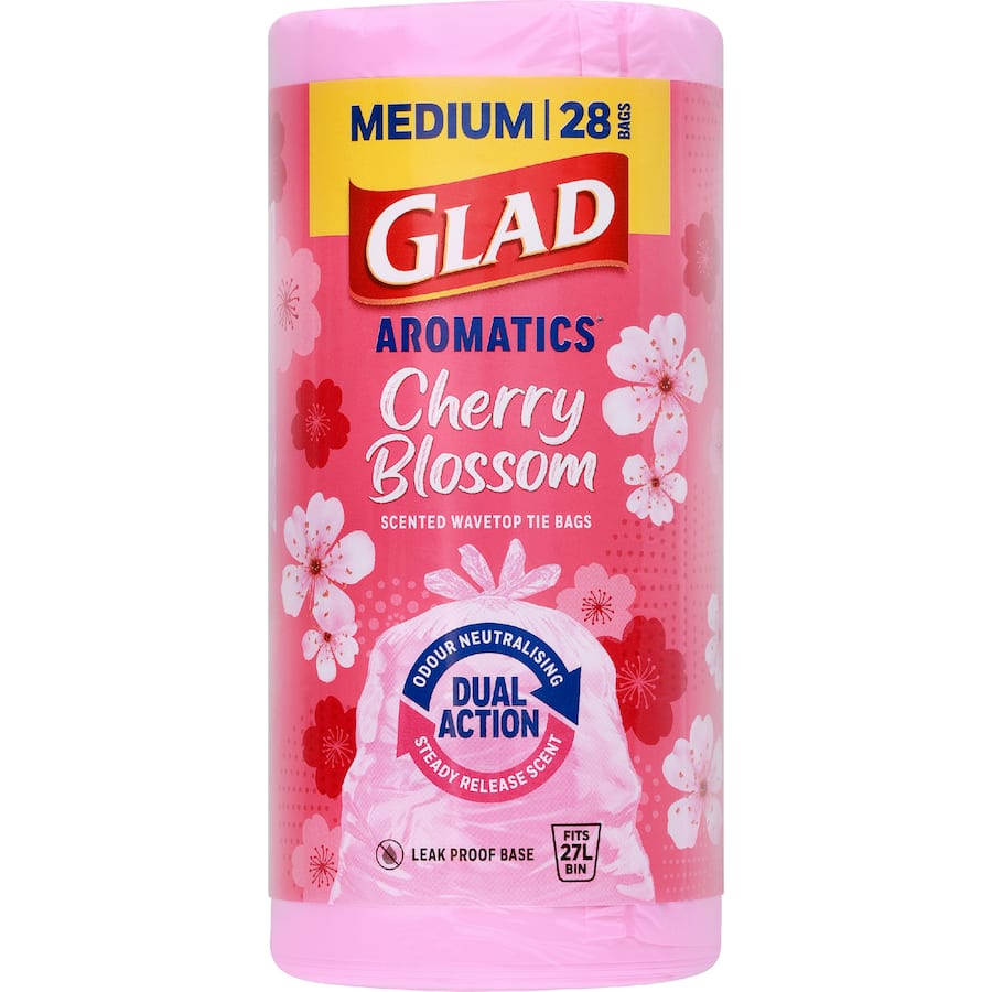 Glad Aromatics Kitchen Tidy Bags Medium Cherry Blossom 28pack