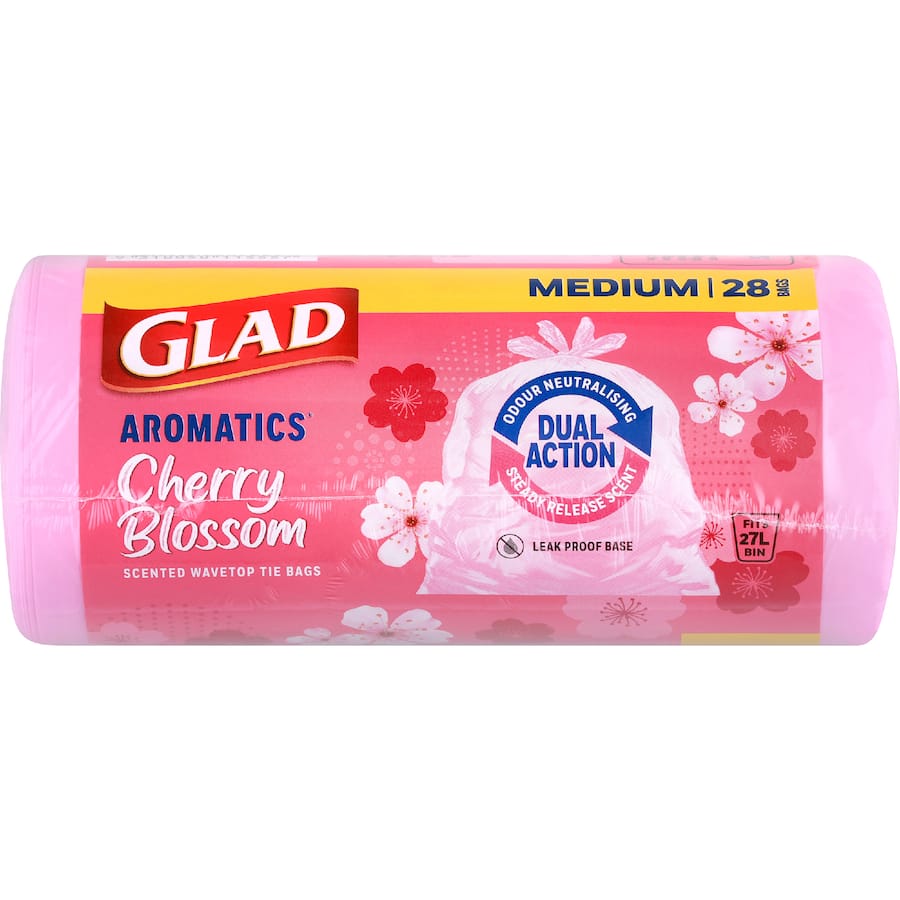Glad Aromatics Kitchen Tidy Bags Medium Cherry Blossom 28pack