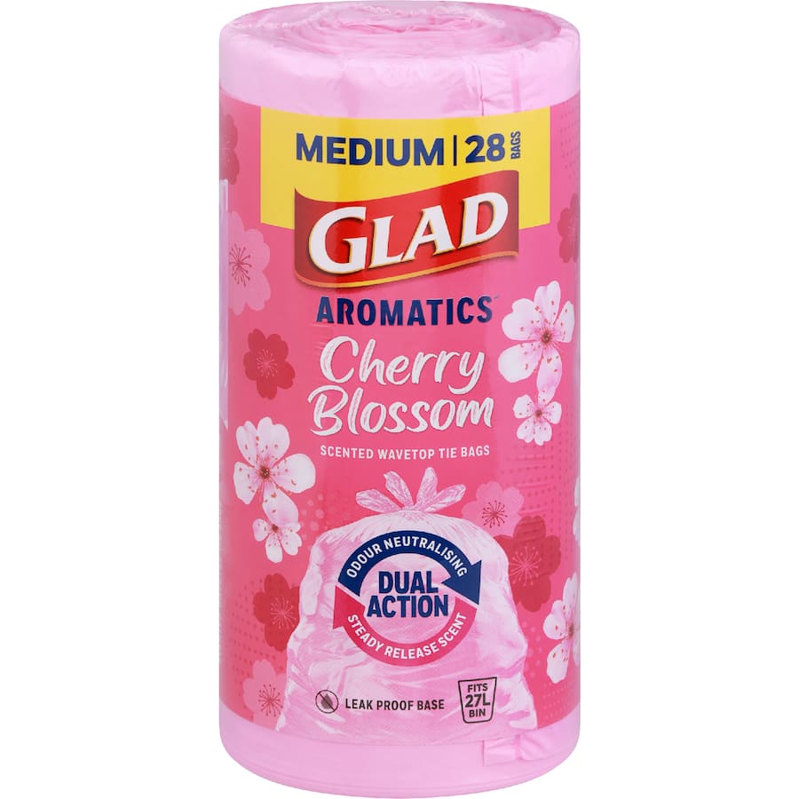 Glad Aromatics Kitchen Tidy Bags Medium Cherry Blossom 28pack