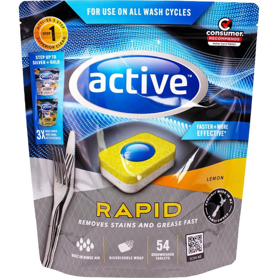 Active Rapid Dishwasher Tablets Lemon 54pack