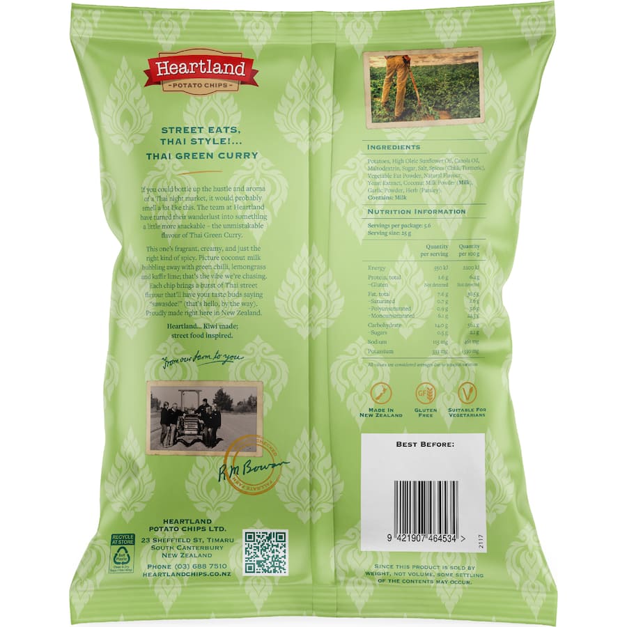 Heartland Street Eats Potato Chips Thai Green Curry 140g