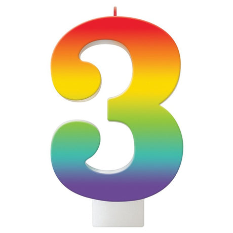 11cm vibrant rainbow birthday candle perfect for colorful cake decor and memorable celebrations.
