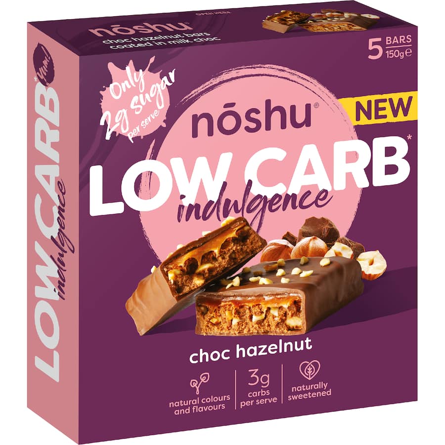 Noshu Low Carb Indulgence Bars Choc Hazlenut 150g