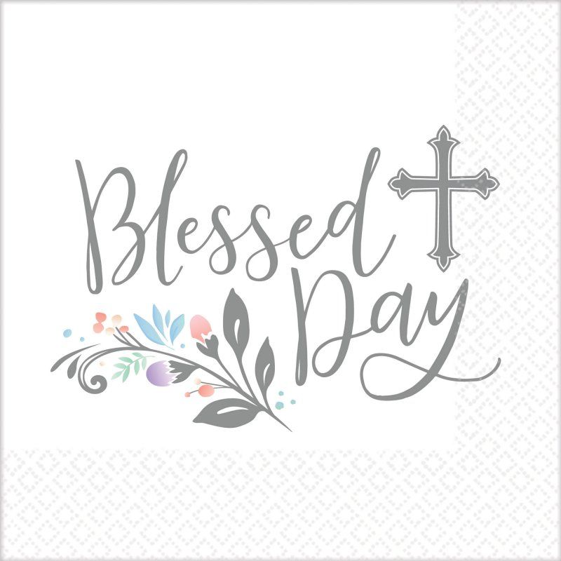Pack of 36 elegant lunch napkins featuring a Blessed Day design, perfect for gatherings and celebrations.