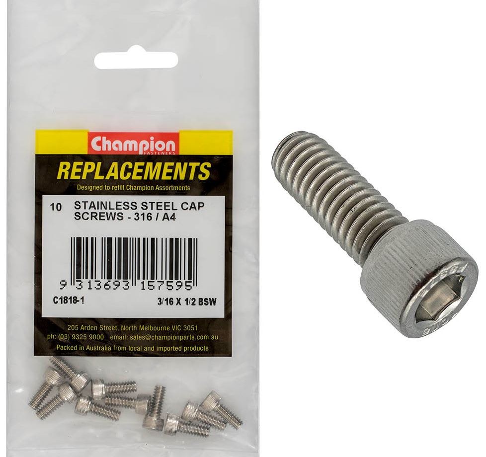 Champion BSW Socket Cap Screw 316/A4 M5 x 10mm 10 (Pack)