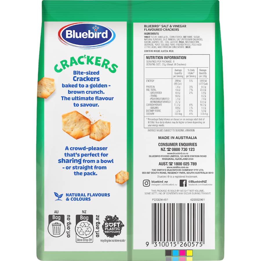 Bluebird Crackers Salt & Vinegar 160g