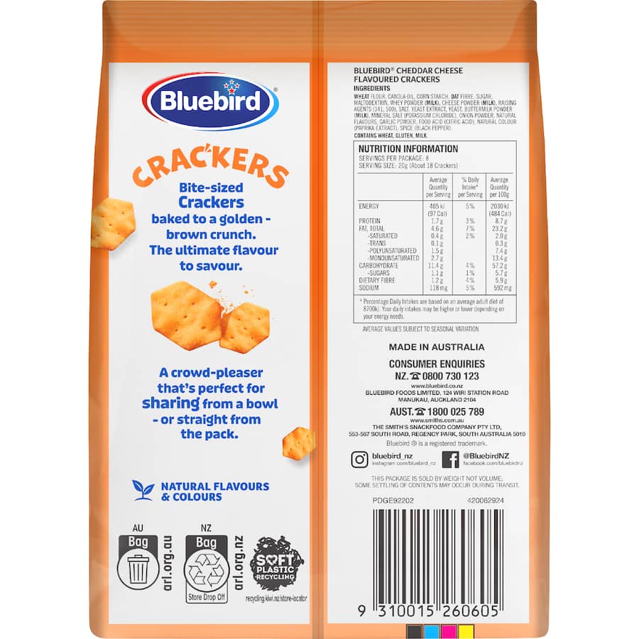 Bluebird Crackers Cheddar Cheese 160g