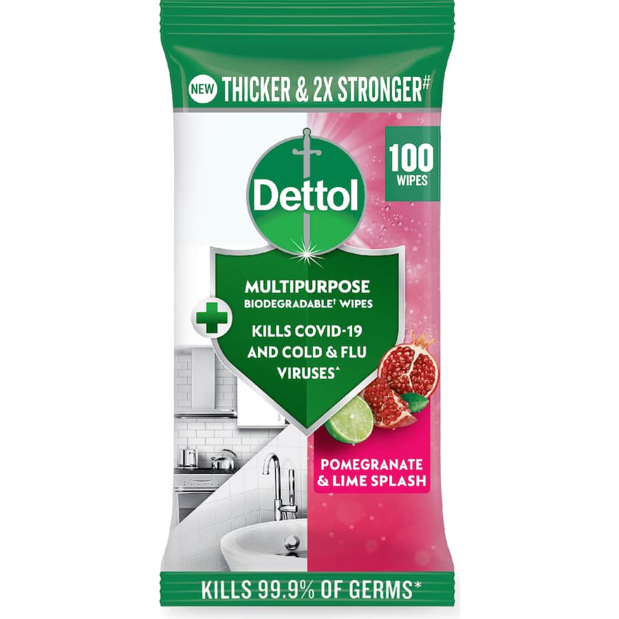 Dettol Disinfectant Wipes Pomegranate Lime 100pack