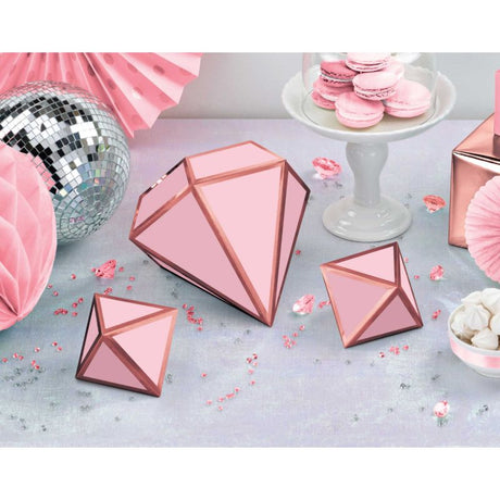 Pack of 3 Blush Wedding 3D Foil Table Decorations in elegant designs, enhancing romantic ambience for wedding receptions.