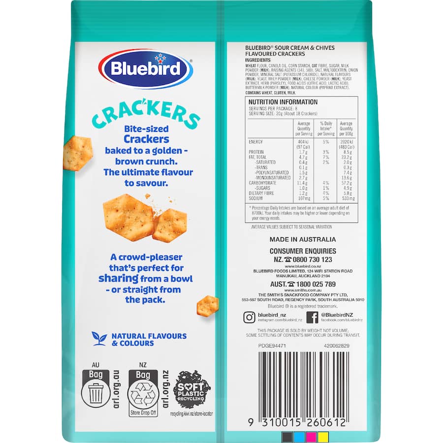 Bluebird Crackers Sour Cream & Chives 160g